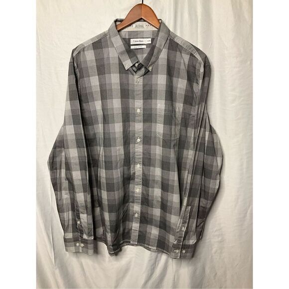 Calvin Klein 2XL button plaid shirt collard - Picture 1 of 7
